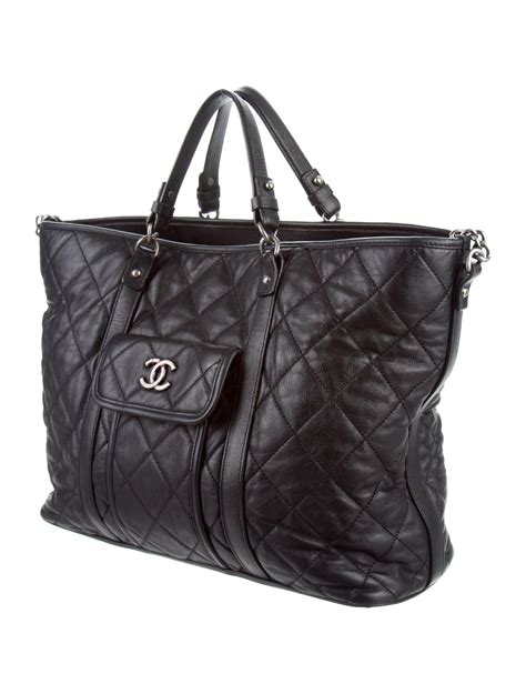 chanel shopper tote black|large zipped shopping bag Chanel.